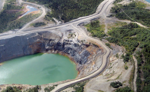 Faro Mine site in Yukon. Picture taken from sky.