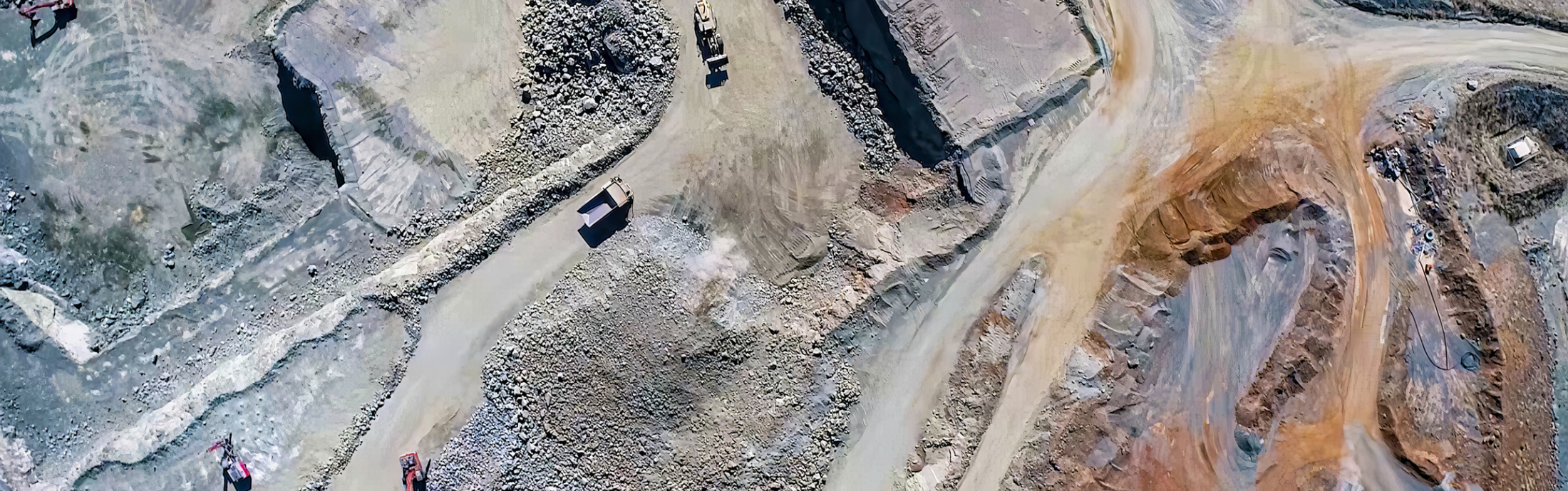 An aerial view of a quarry.