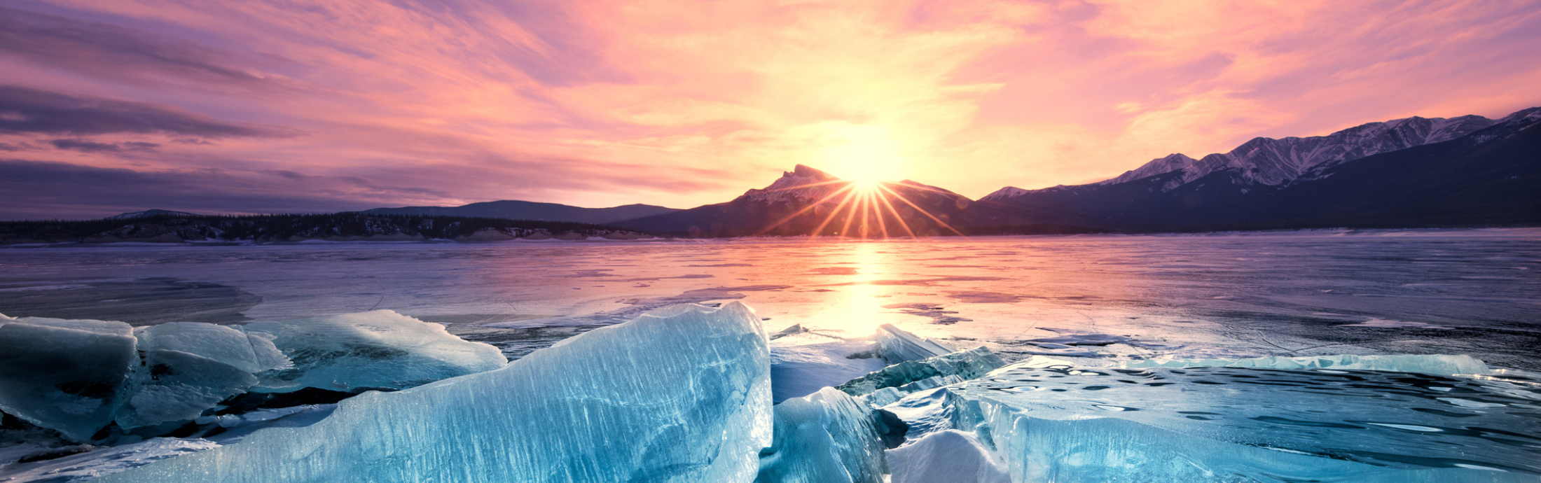 Ice and water of Abraham Lake, Alberta, Canadian Rockies.