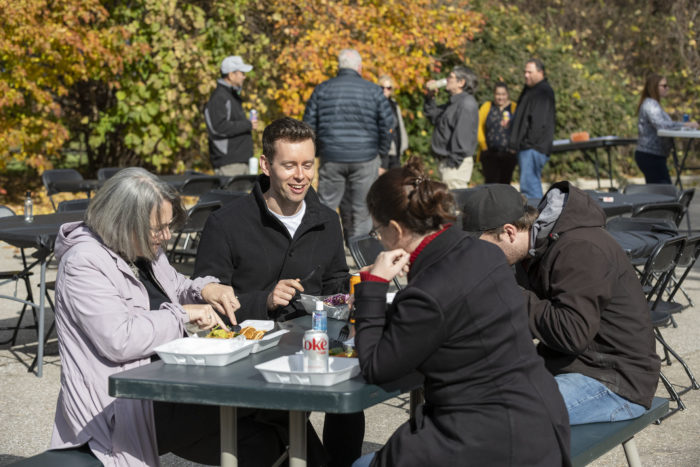 People eating at event