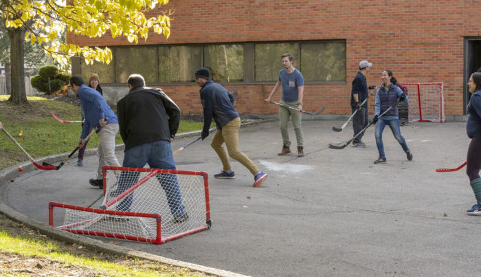 Road hockey game