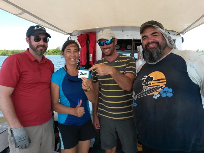 Ecometrix and LATU researchers take an impromptu photo to celebrate the 200th sediment sample taken.