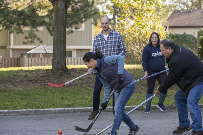 Road hockey game