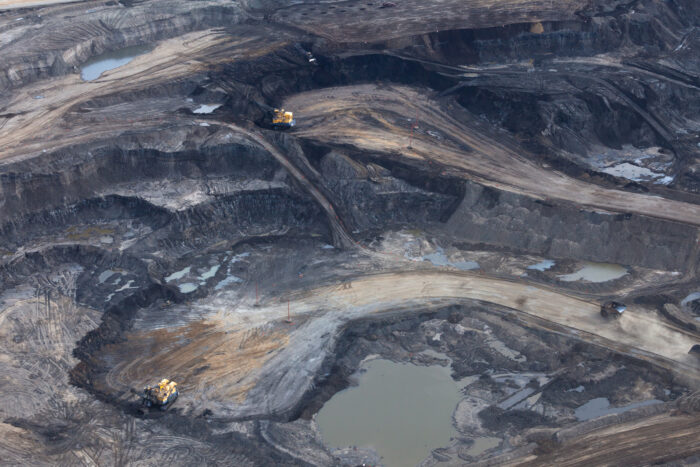 Aerial view of an open pit mining project.