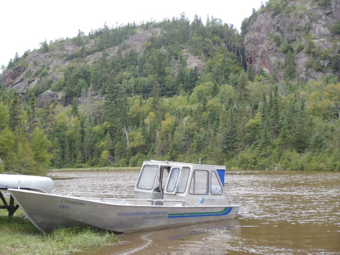 Ecometrix boat on shore