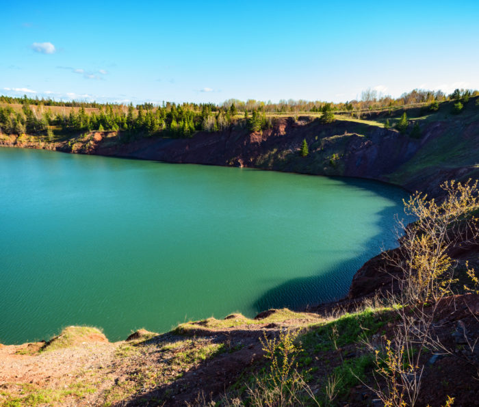 Abandoned open-pit gypsum mine in Canada